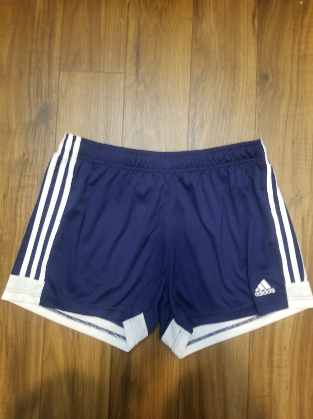 Adidas Women's Navy Blue Athletic Shorts with White Trim